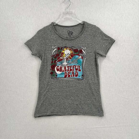 CHASER X FREE PEOPLE Grateful Dead Tee Shirt Womens Small Gray Short Sleeve Crew - Picture 2 of 9